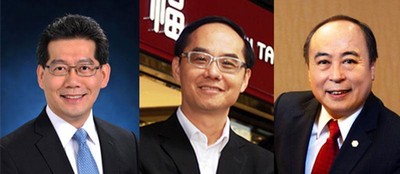 (左起) 香港特別行政區(qū)商務(wù)及經(jīng)濟(jì)發(fā)展局局長(zhǎng)蘇錦梁先生、周大福珠寶集團(tuán)有限公司董事總經(jīng)理黃紹基先生、六福集團(tuán)主席及行政總裁黃偉常先生